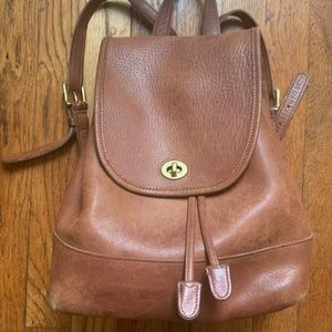 Vintage Coach tan leather backpack (9791)
